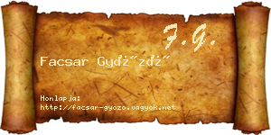 Facsar Győző névjegykártya
